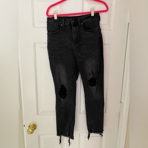 Stretchy high waisted Black rip jeans